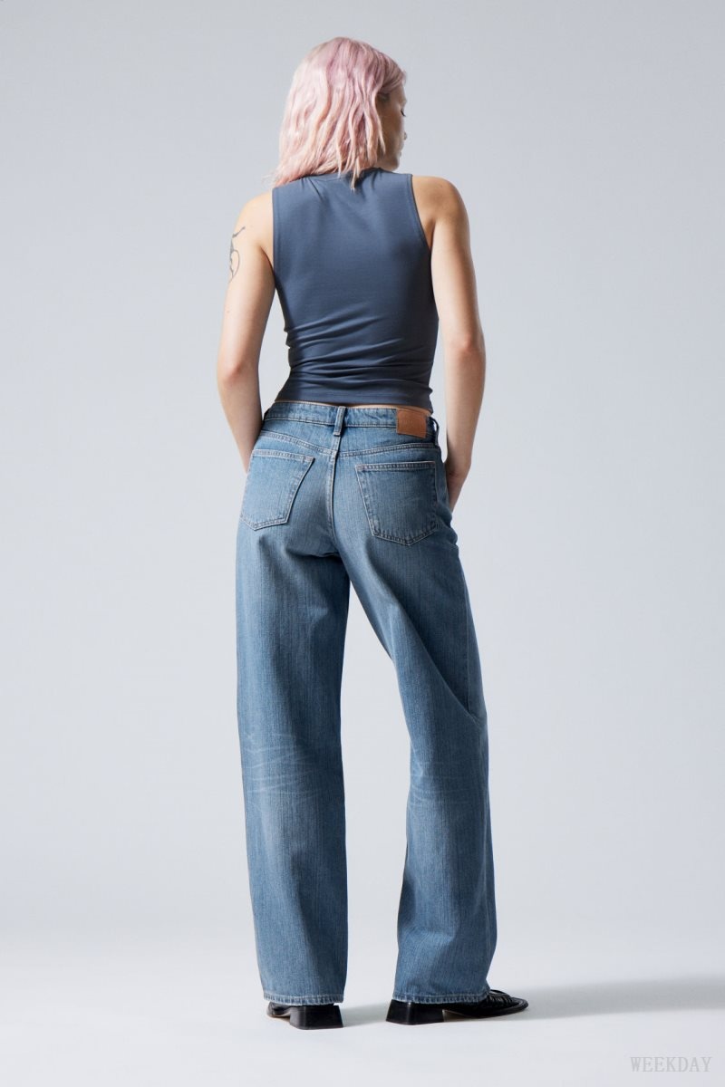 Weekday Ample Low Loose Jeans Blue | RSUG4595