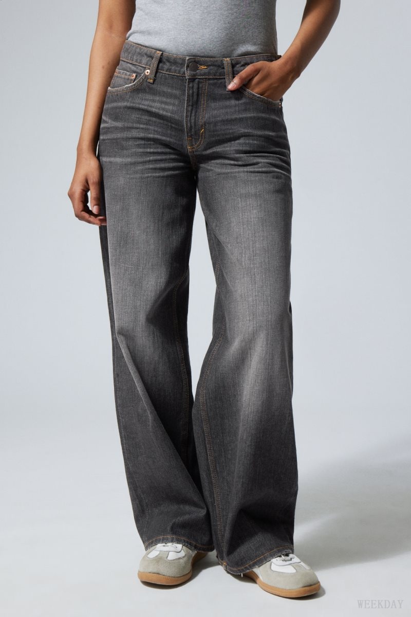 Weekday Ample Low Loose Jeans Grey Black | ZGHT2766