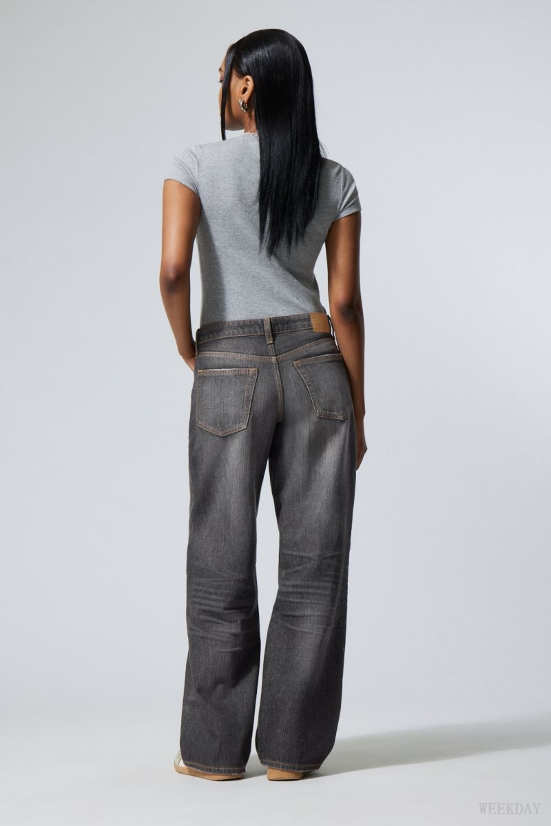 Weekday Ample Low Loose Jeans Grey Black | ZGHT2766