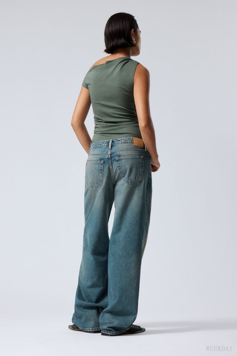 Weekday Ample Low Loose Jeans Grey Blue | UMSE6204