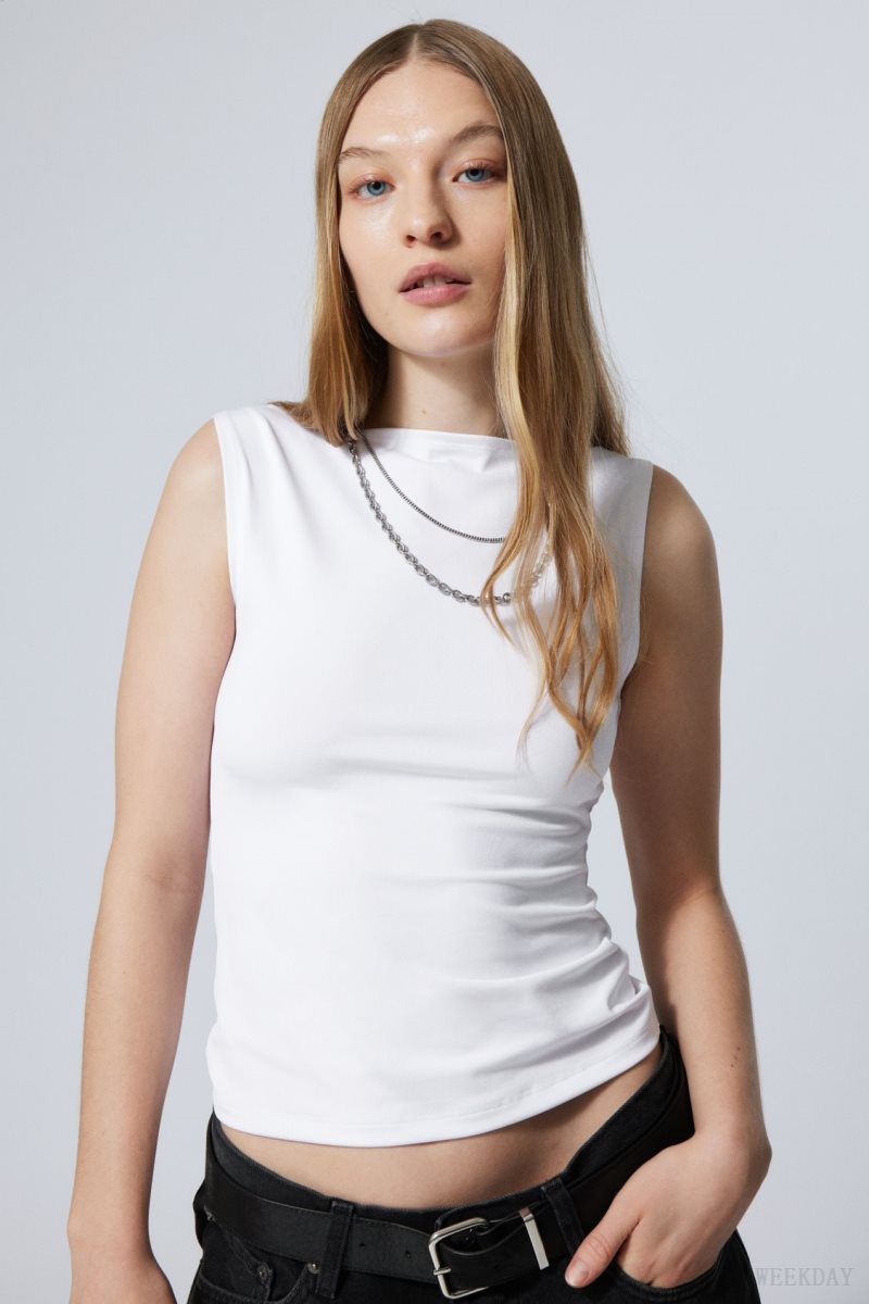 Weekday Annie Boatneck Sleeveless top White | GTMU6060