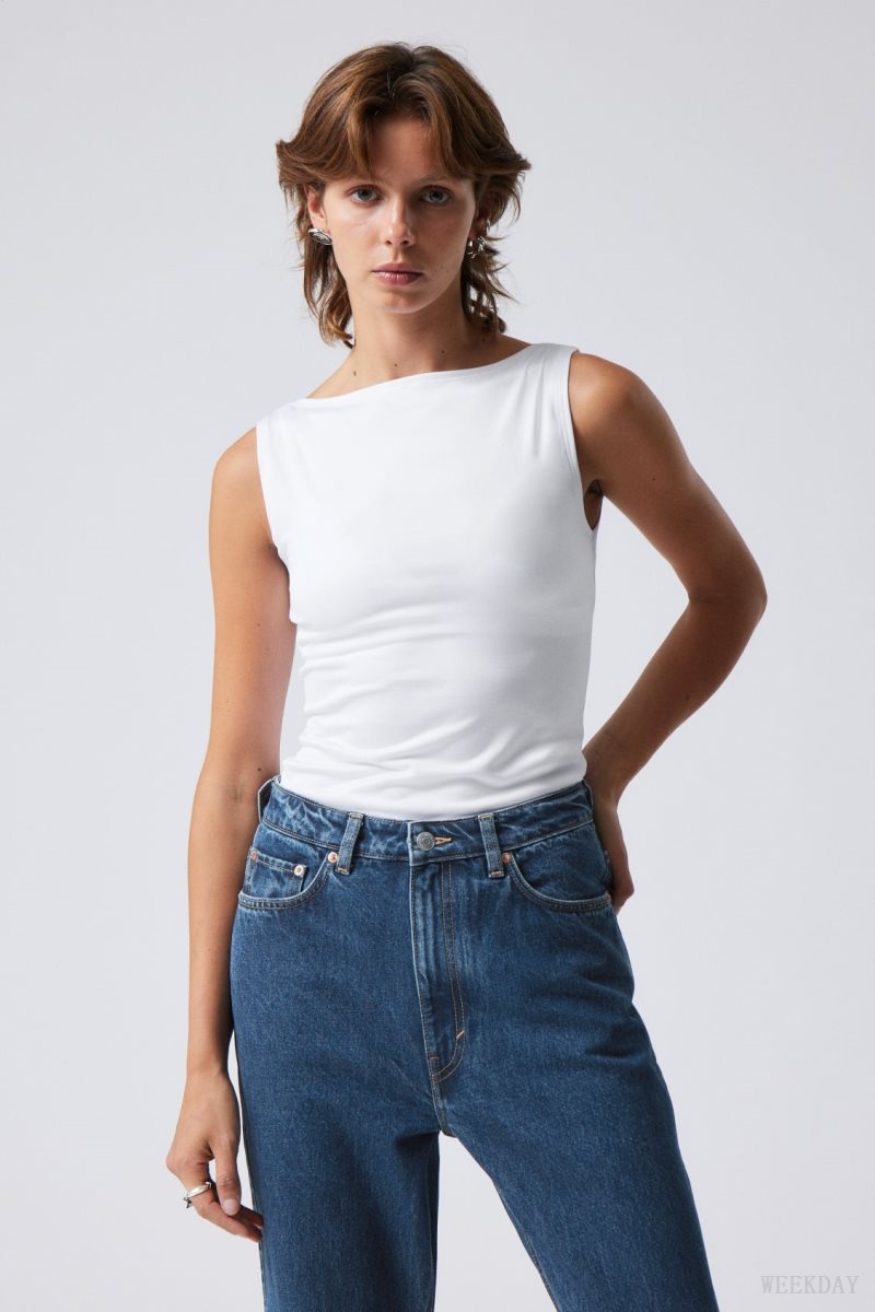 Weekday Annie Boatneck Sleeveless top White | GTMU6060