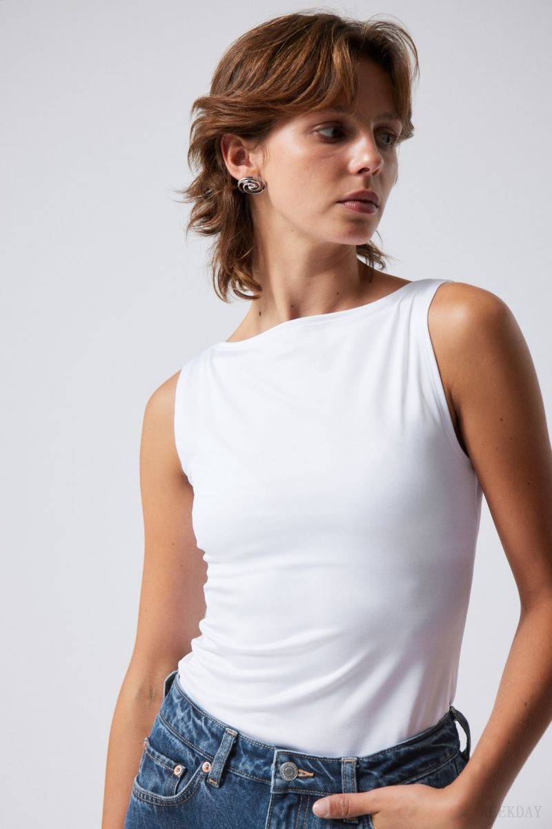 Weekday Annie Boatneck Sleeveless top White | GTMU6060