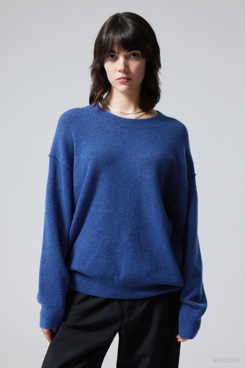 Weekday Annie Knit Sweater Blue | SZPU8795