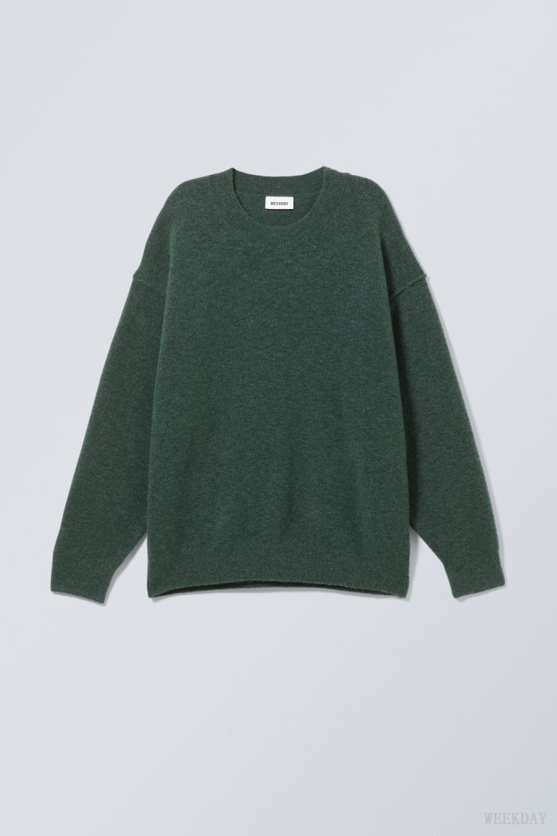 Weekday Annie Knit Sweater Dark Green | KLFI7067