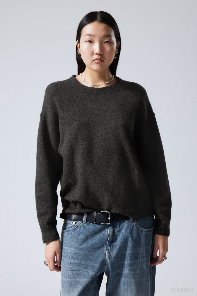 Weekday Annie Knit Sweater Dark Grey | FMBU3840