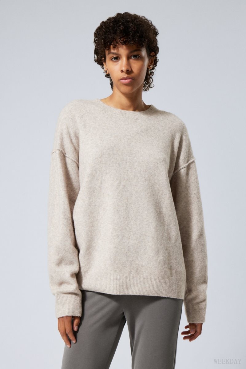 Weekday Annie Knit Sweater Light Mole | EJRQ6886