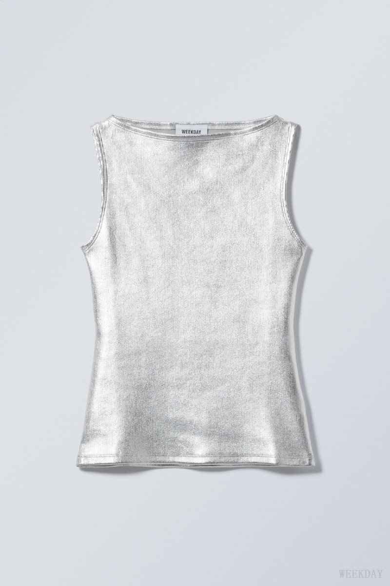 Weekday Annie Silver Boatneck Top Silver | GPHH2326