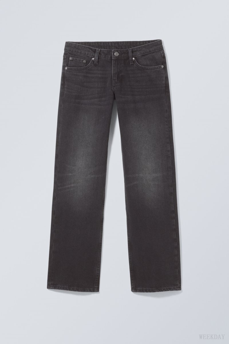 Weekday Arrow Low Straight Jeans Black | FAIW5177