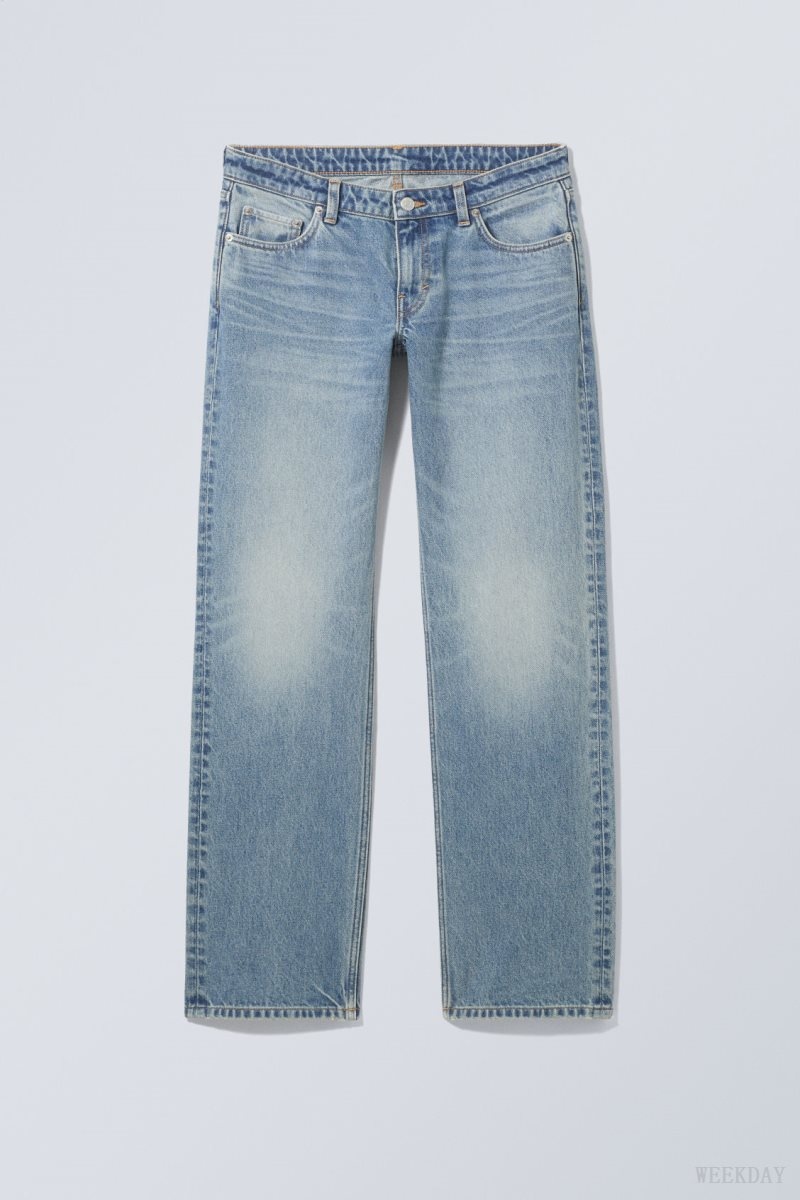 Weekday Arrow Low Straight Jeans Blue | JXSE9574