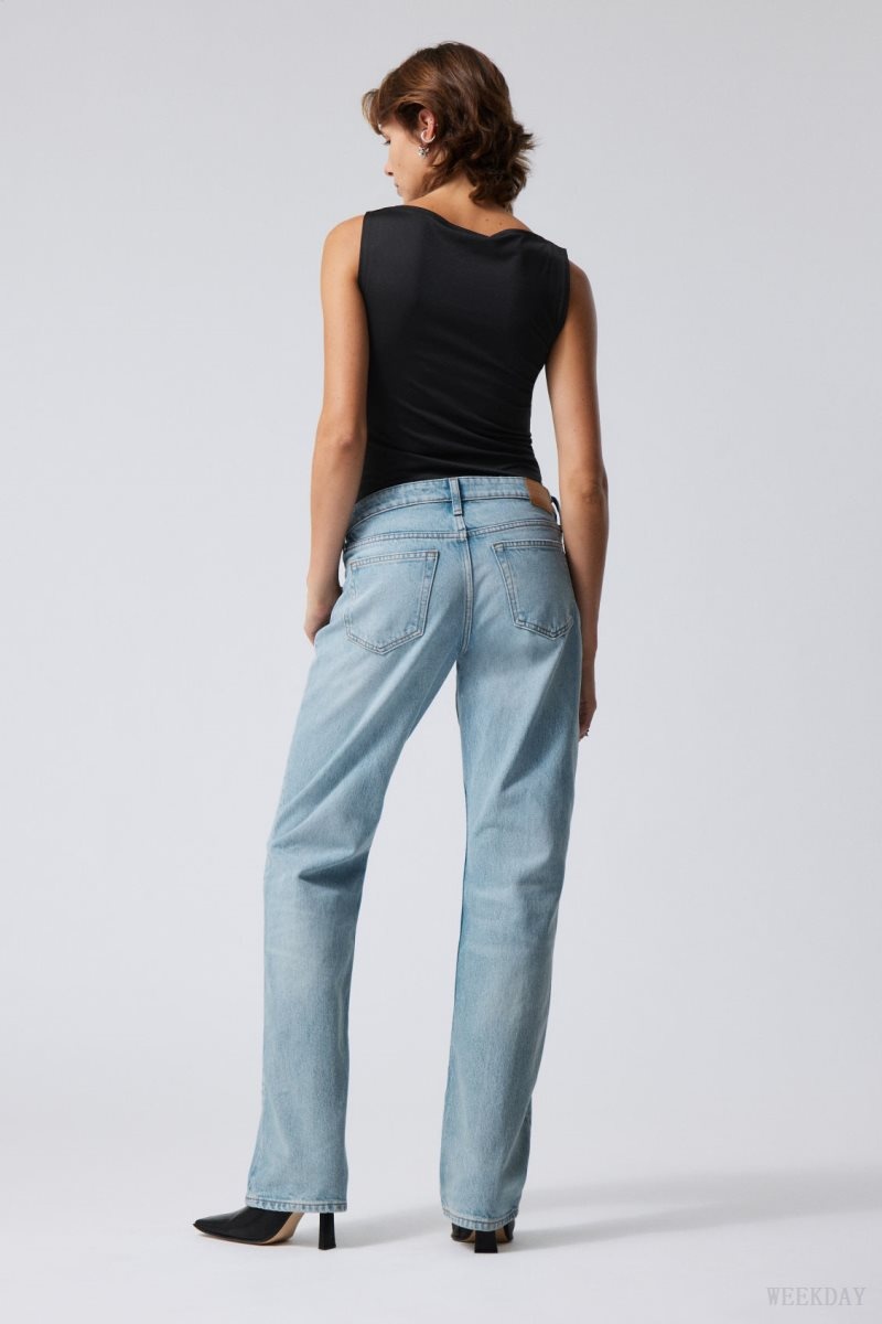 Weekday Arrow Low Straight Jeans Blue | KAAO1985