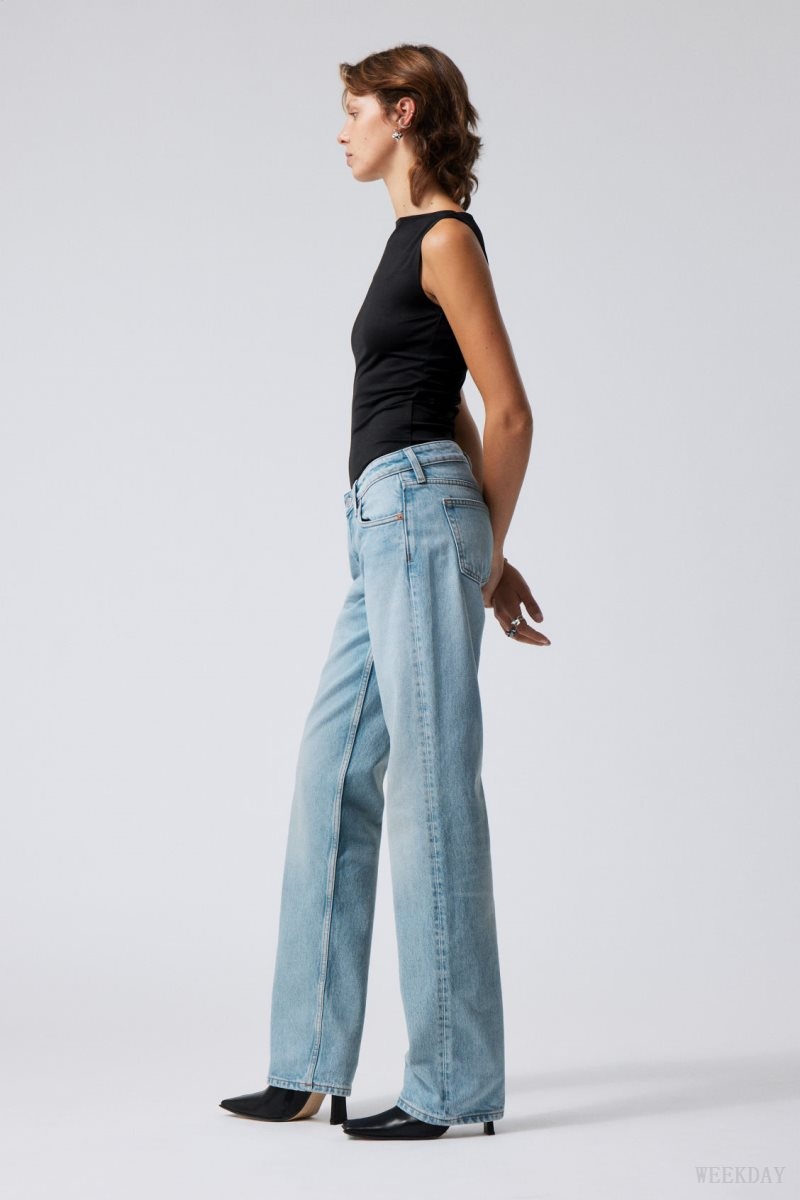 Weekday Arrow Low Straight Jeans Blue | KAAO1985