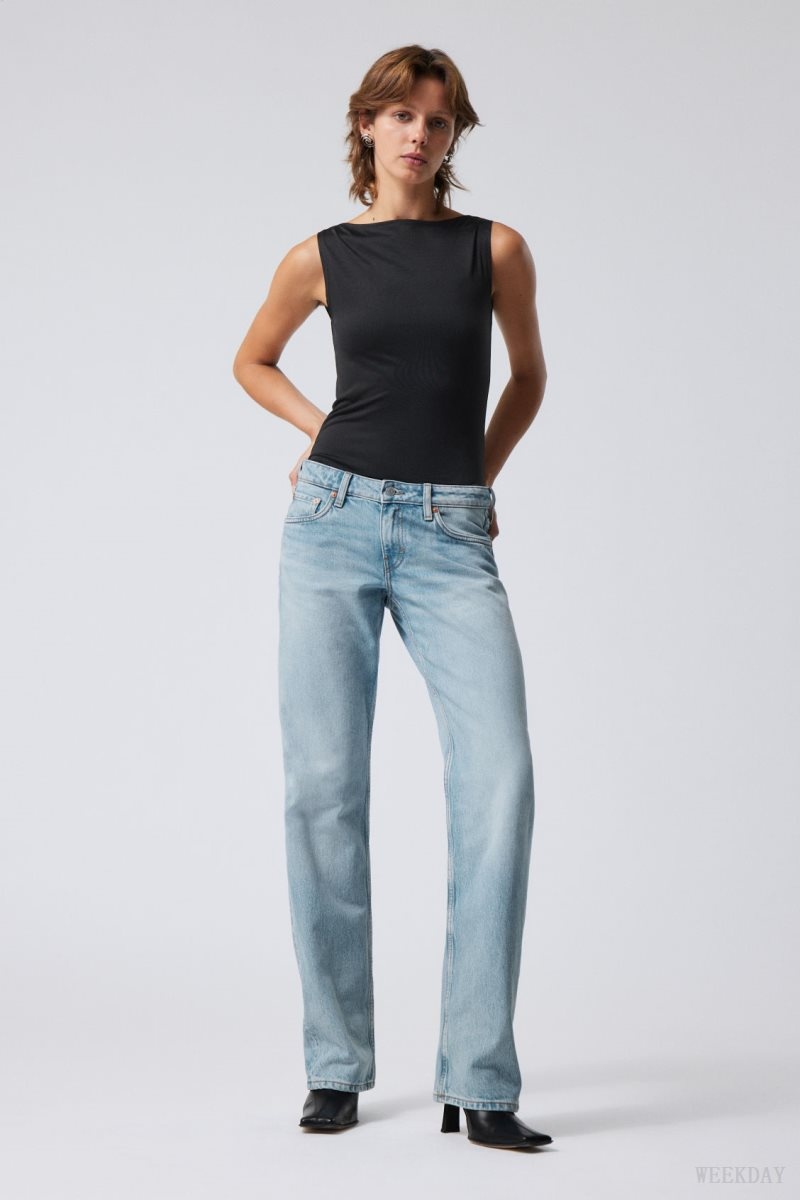 Weekday Arrow Low Straight Jeans Blue | KAAO1985