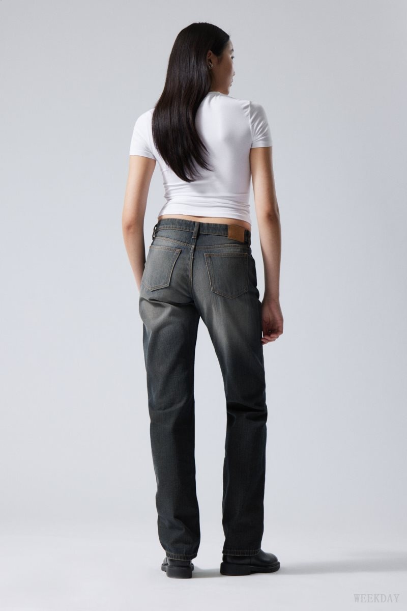 Weekday Arrow Low Straight Jeans Blue | KEIU9218