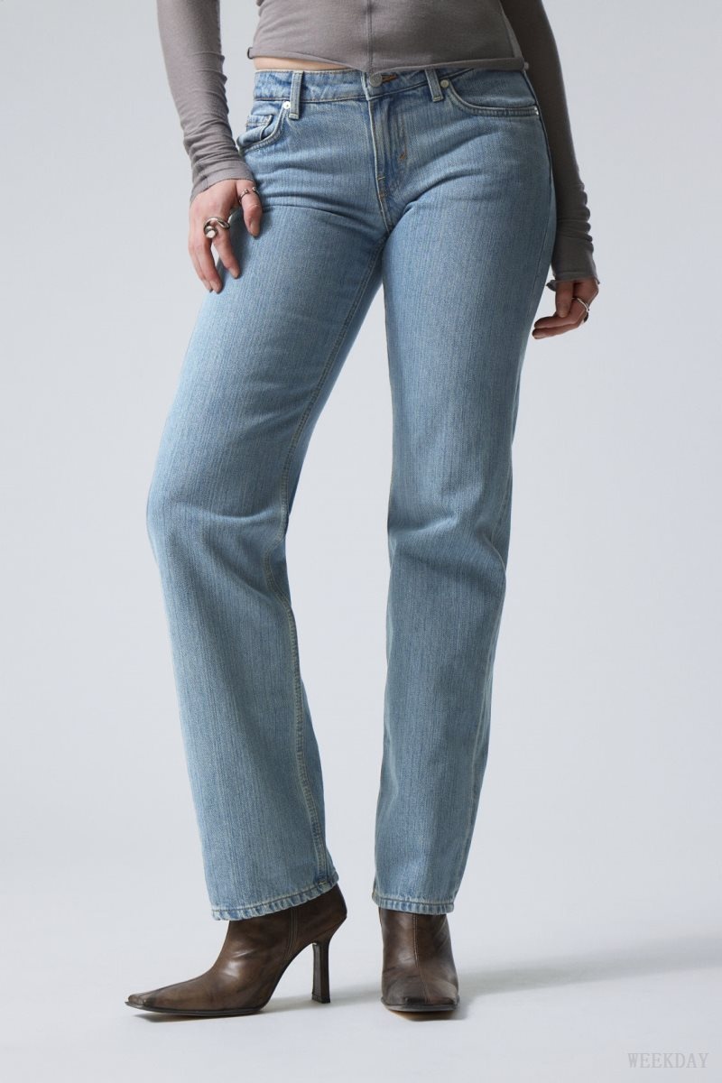 Weekday Arrow Low Straight Jeans Blue | MBPF9429