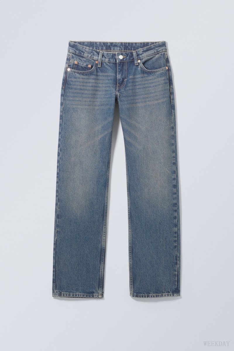 Weekday Arrow Low Straight Jeans Blue | NQLZ3447