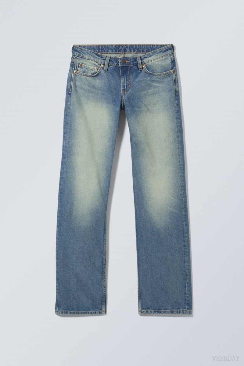 Weekday Arrow Low Straight Jeans Blue | OYFA1391