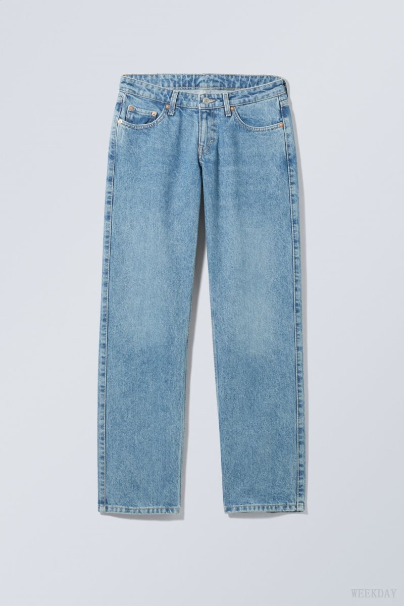 Weekday Arrow Low Straight Jeans Blue | ZDHK8347