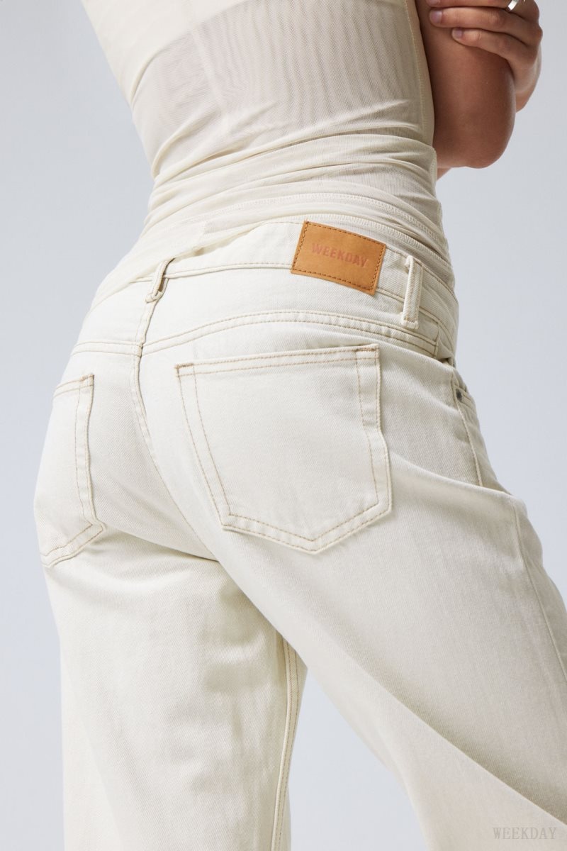 Weekday Arrow Low Straight Jeans White | VYJC8059