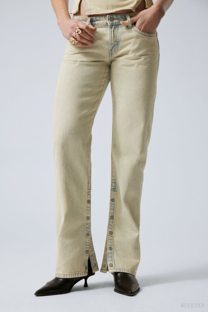 Weekday Arrow Low Straight Slit Jeans Sunbleached | BHAO1105