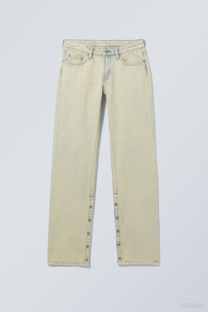 Weekday Arrow Low Straight Slit Jeans Sunbleached | BHAO1105