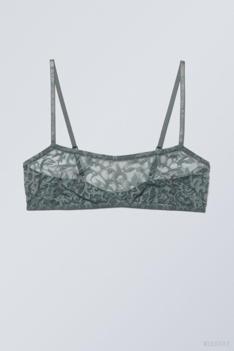 Weekday Ash Lace Semi Scooped Bra Bra Grey | LAYA5476