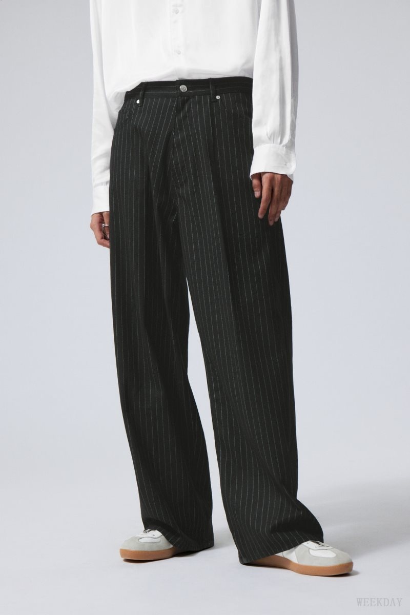 Weekday Astro Baggy Suit Trousers Black | ACIA2375