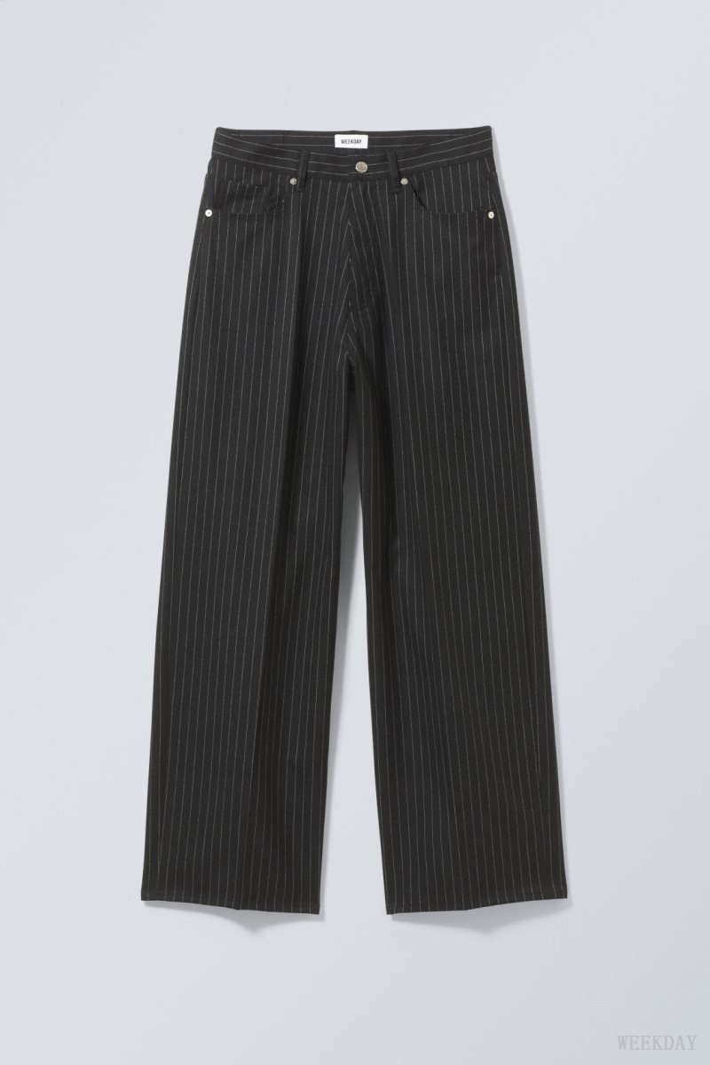 Weekday Astro Baggy Suit Trousers Black | ACIA2375