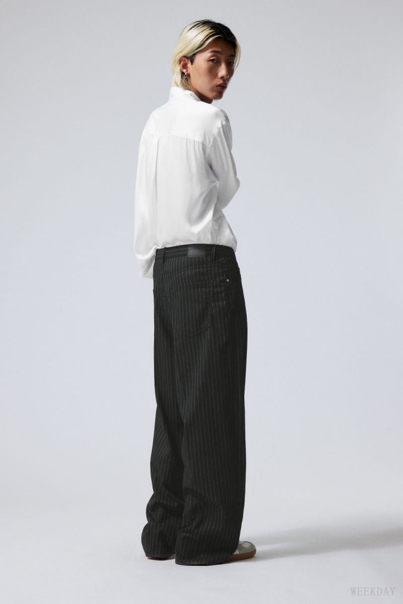 Weekday Astro Baggy Suit Trousers Black | ACIA2375