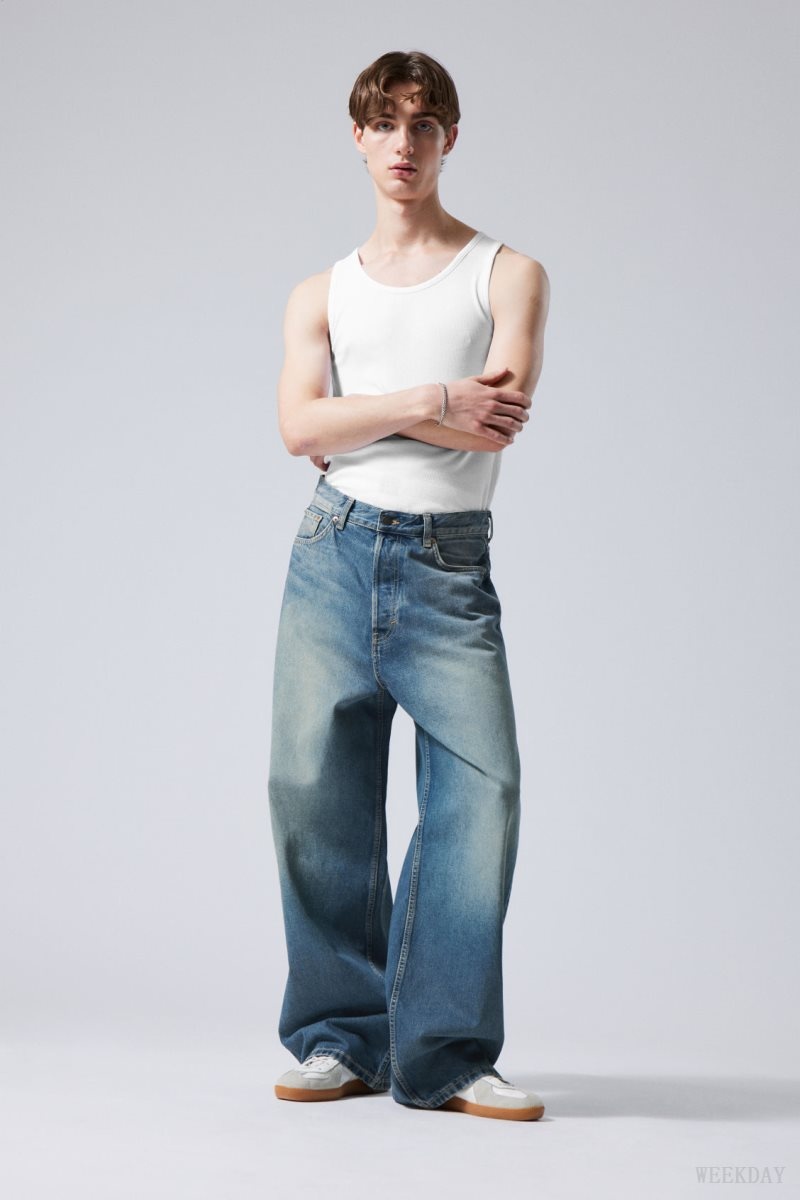 Weekday Astro Loose Baggy Jeans Blue | AZSU5440