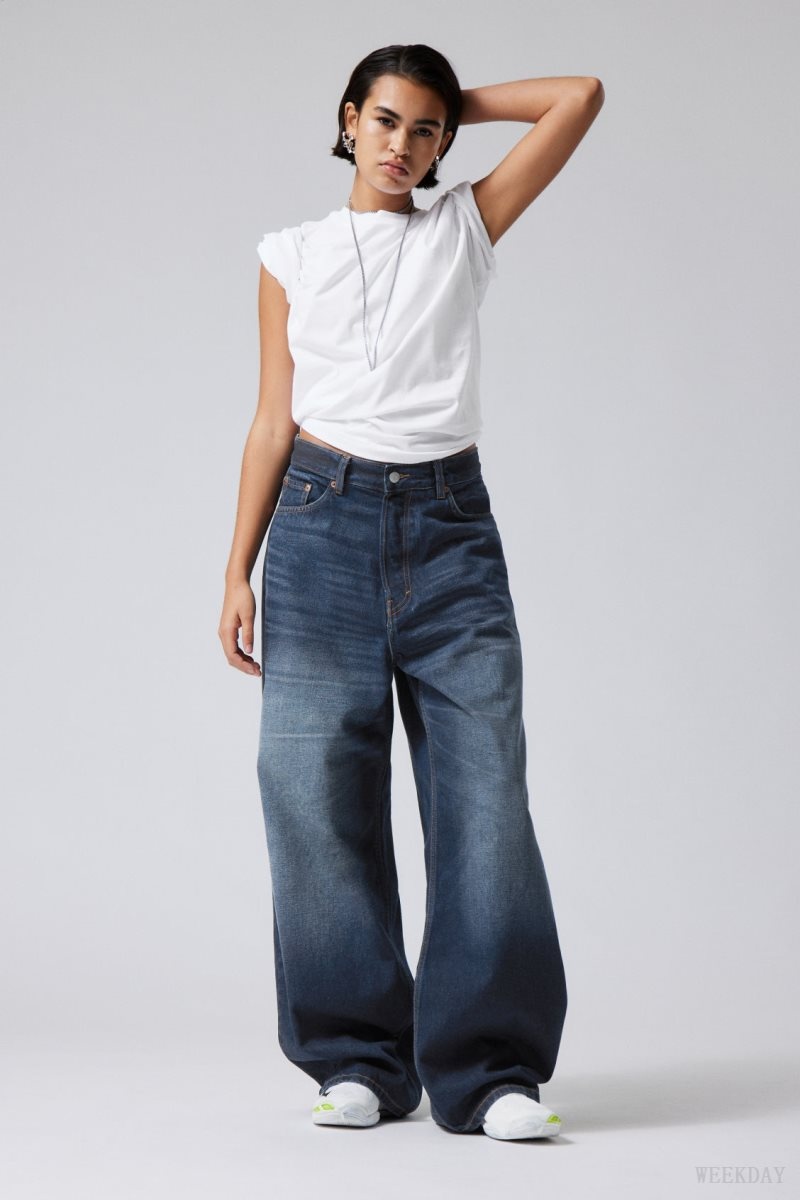 Weekday Astro Loose Baggy Jeans Blue | MVNN2318