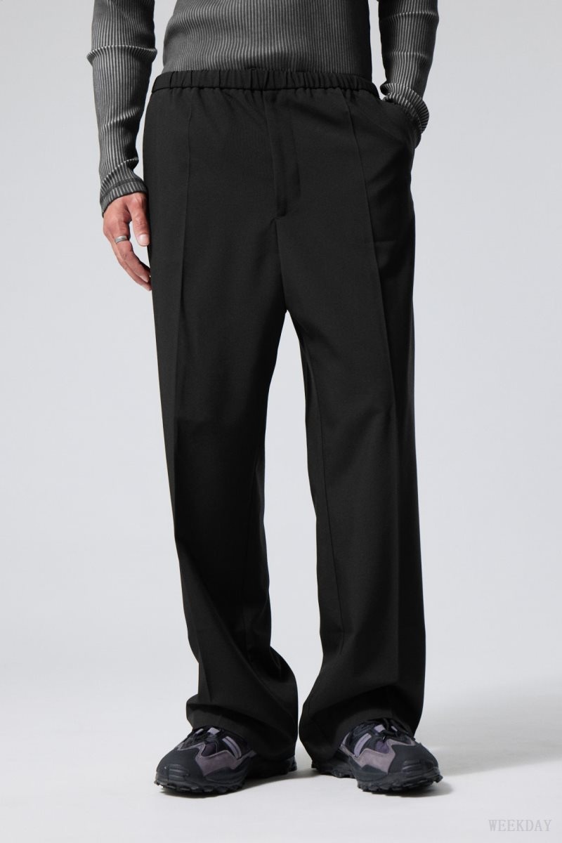 Weekday Axel Relaxed Suit Trousers Black | KYJW8086