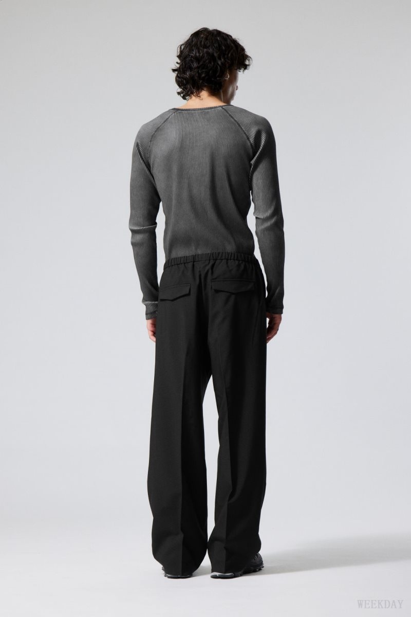 Weekday Axel Relaxed Suit Trousers Black | KYJW8086