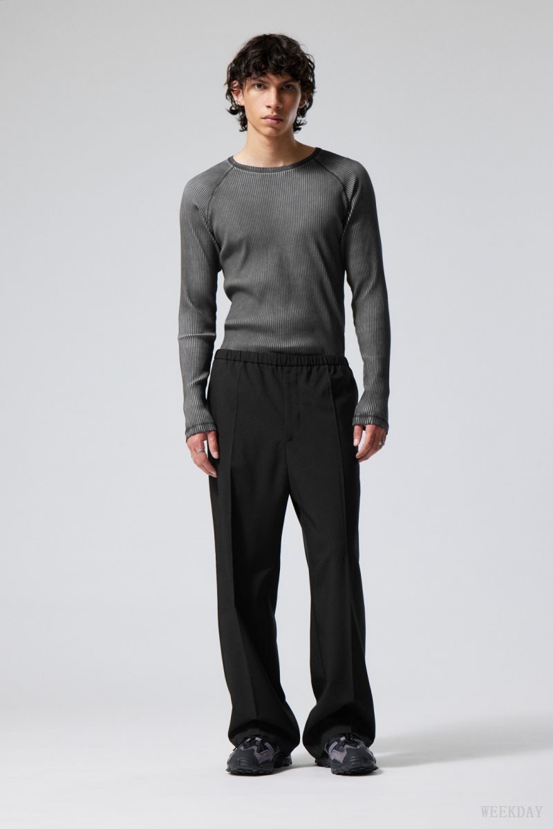 Weekday Axel Relaxed Suit Trousers Black | KYJW8086