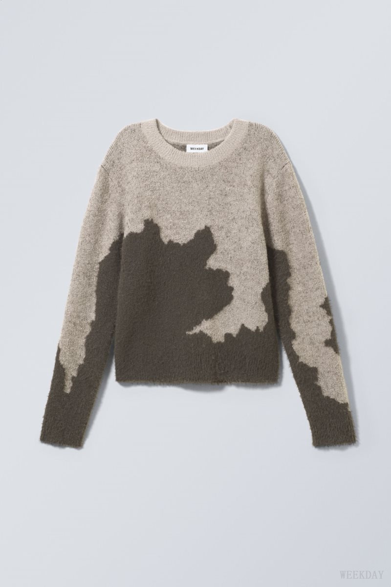 Weekday Ayla Jacquard Sweater Mole Abstract | ZWWX1479