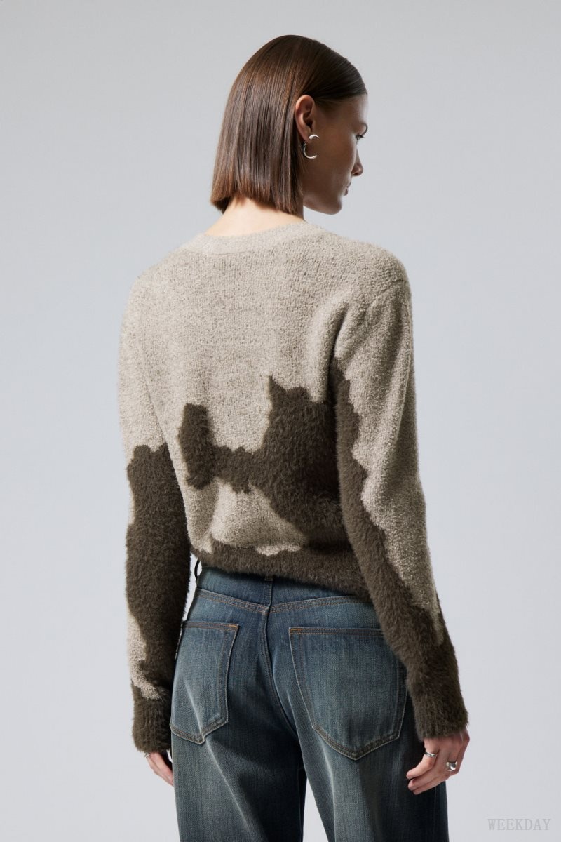 Weekday Ayla Jacquard Sweater Mole Abstract | ZWWX1479