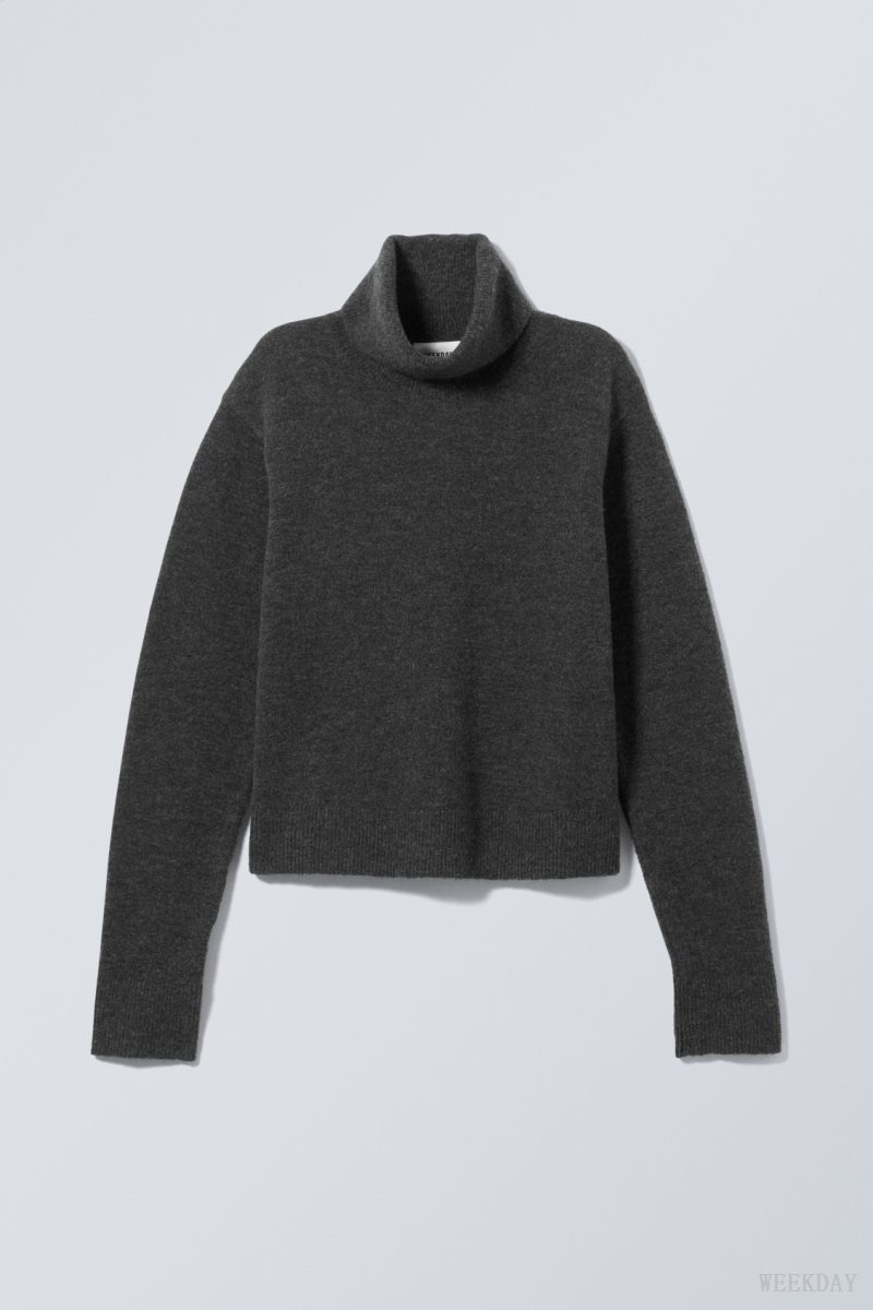 Weekday Ayla Knitted Turtleneck Dark Grey | QDAC2139