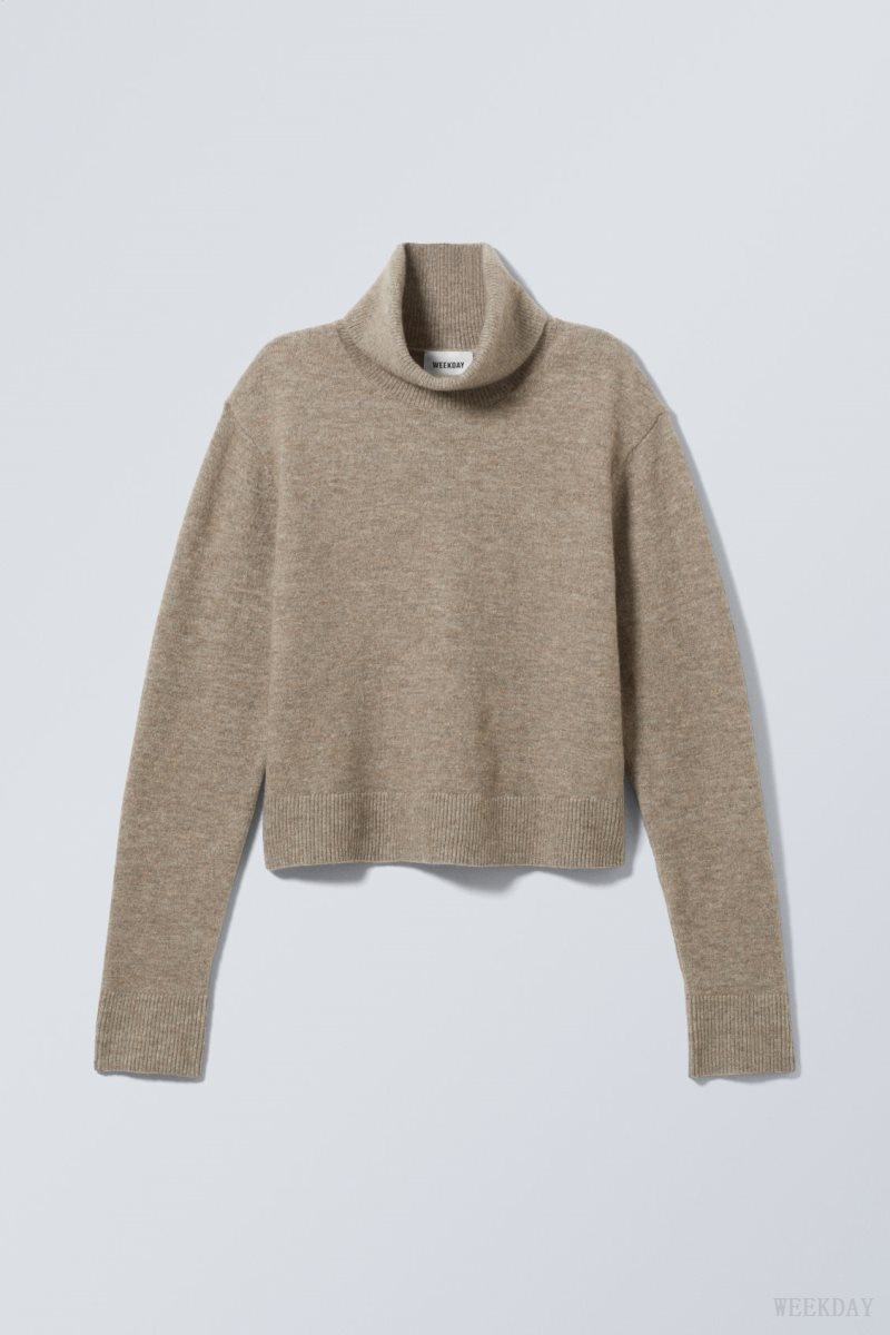 Weekday Ayla Knitted Turtleneck Dark Mole | YNFC0802