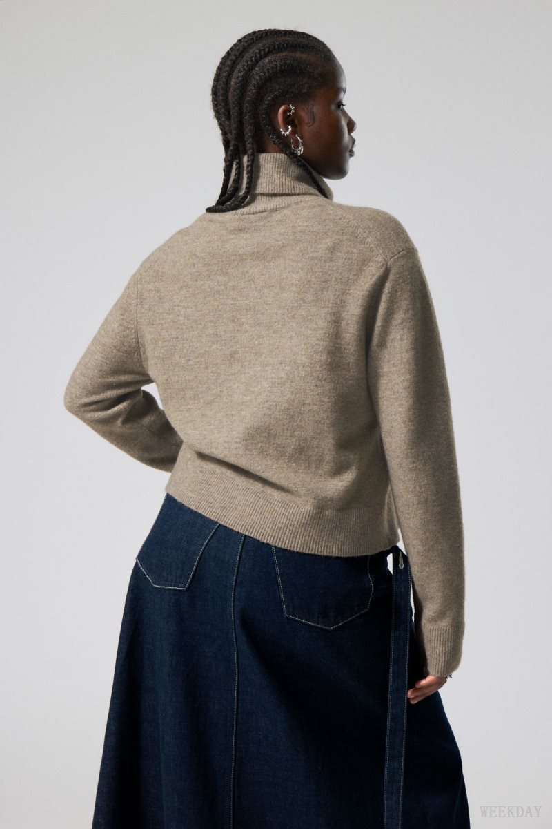 Weekday Ayla Knitted Turtleneck Dark Mole | YNFC0802