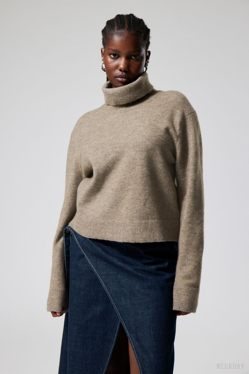 Weekday Ayla Knitted Turtleneck Dark Mole | YNFC0802