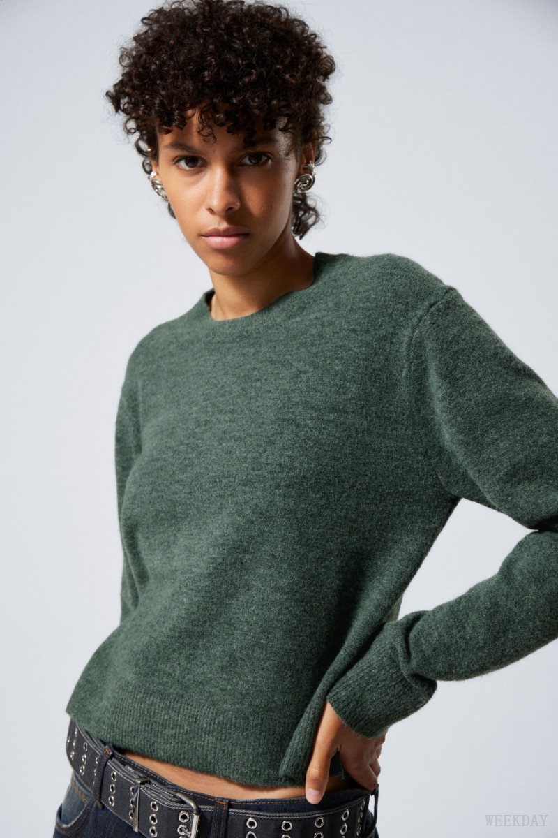 Weekday Ayla Sweater Dark Green | IPVD0966