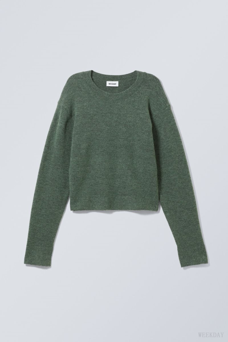 Weekday Ayla Sweater Dark Green | IPVD0966