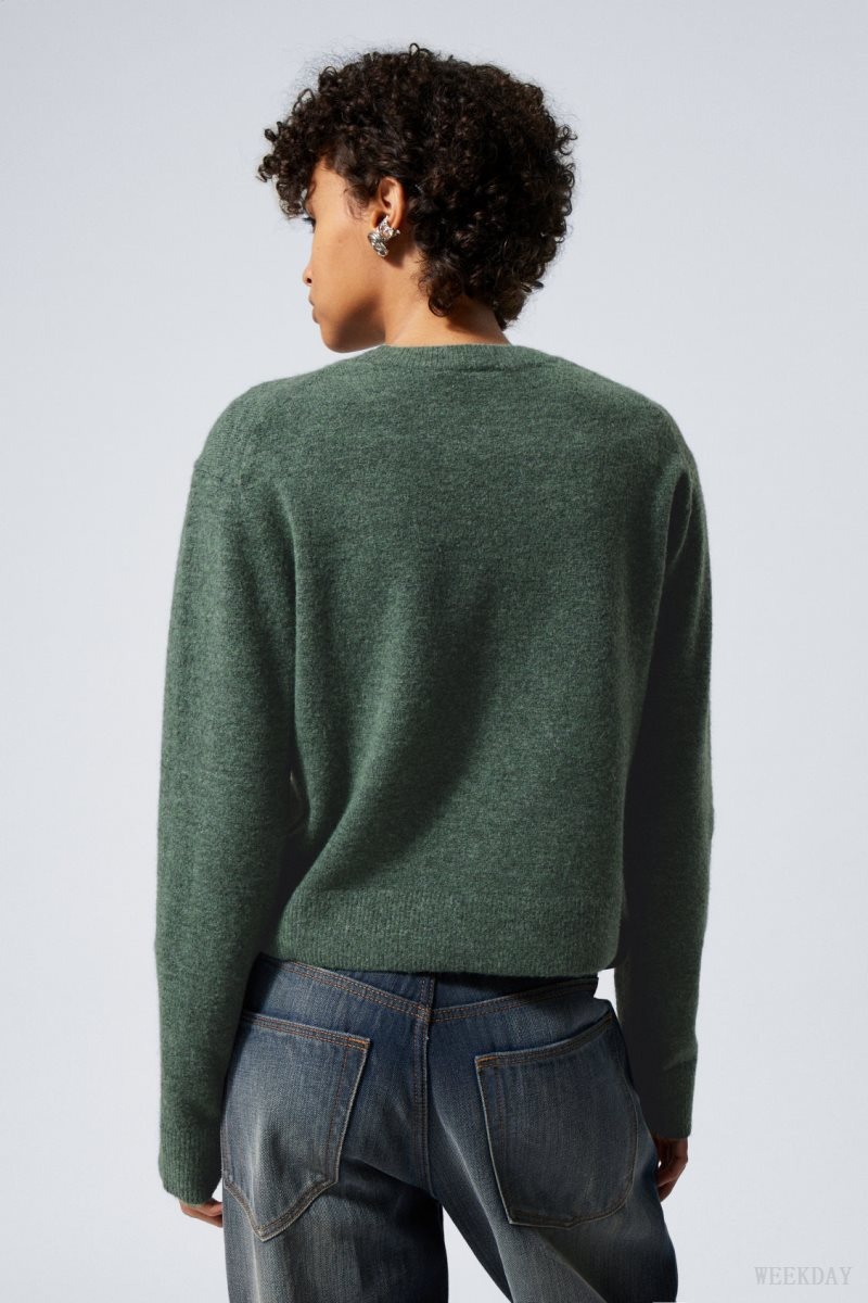 Weekday Ayla Sweater Dark Green | IPVD0966