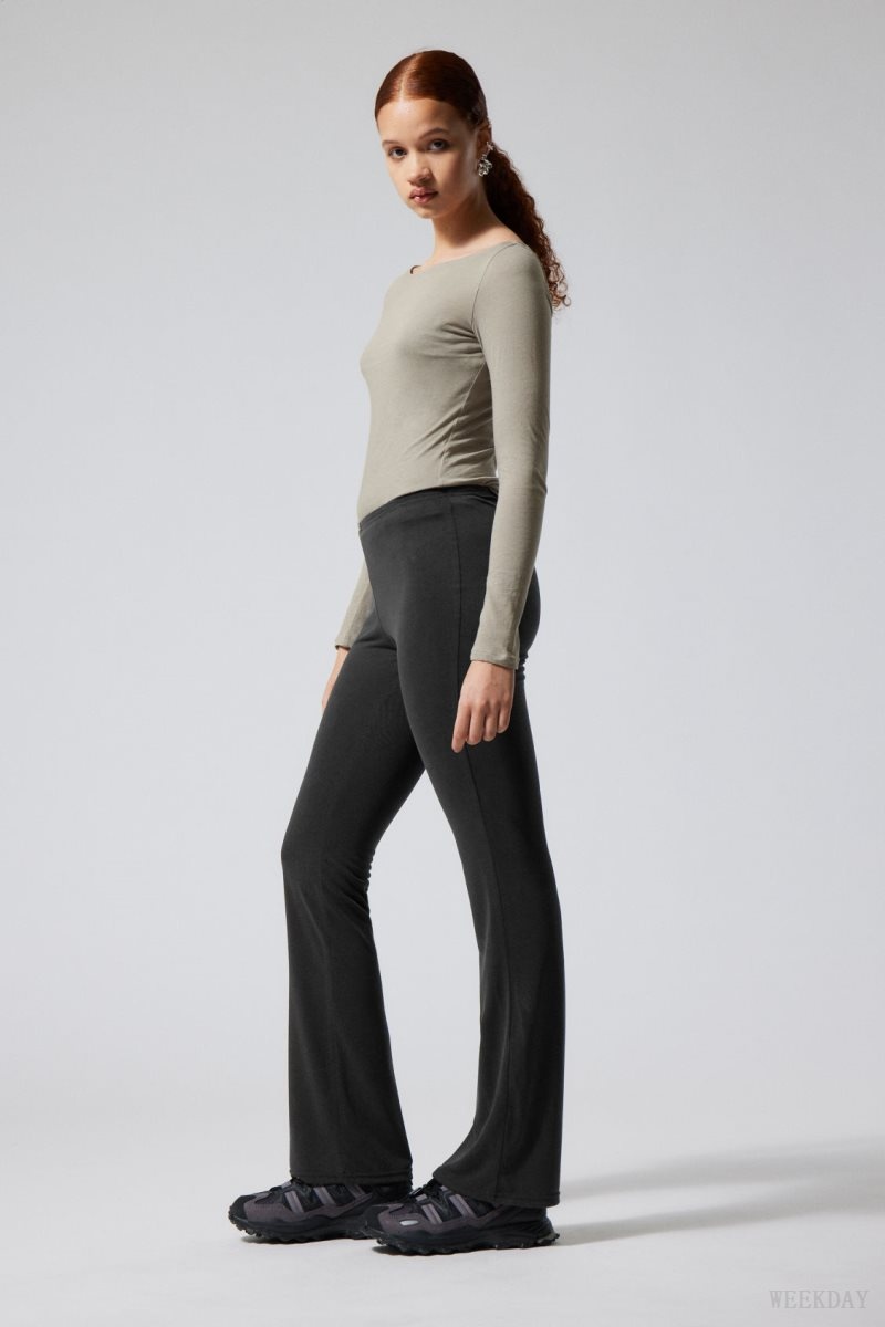 Weekday Bea Jersey Trousers Black | WGJS5635