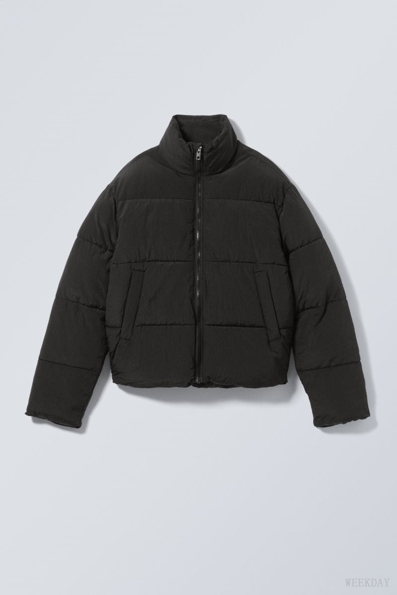 Weekday Ben Ripstop Puffer Jacket Black | REOL7058