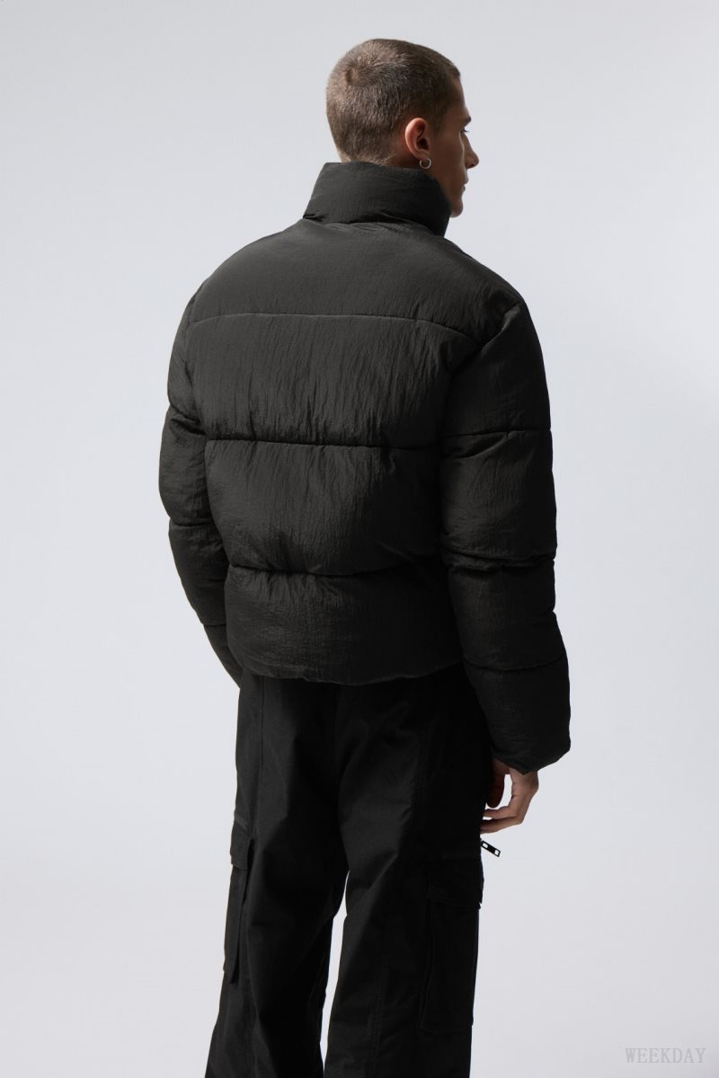 Weekday Ben Ripstop Puffer Jacket Black | REOL7058