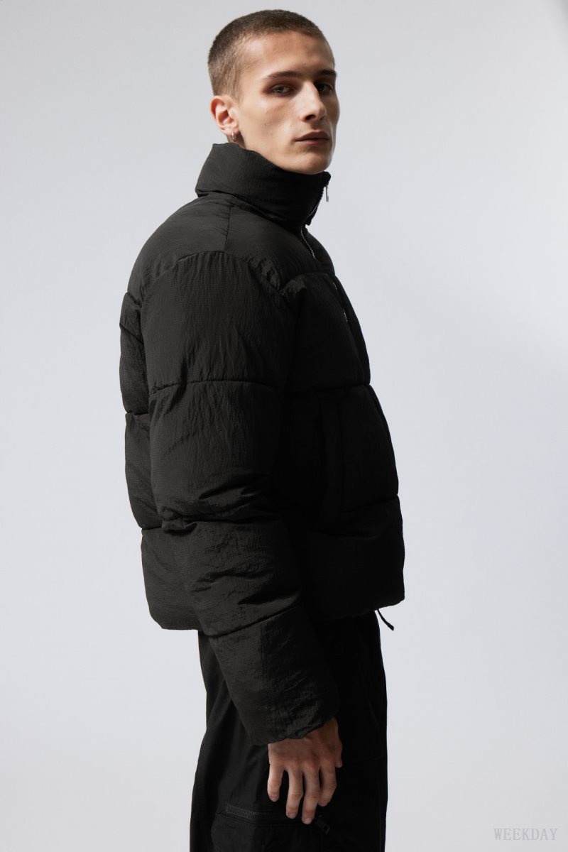 Weekday Ben Ripstop Puffer Jacket Black | REOL7058