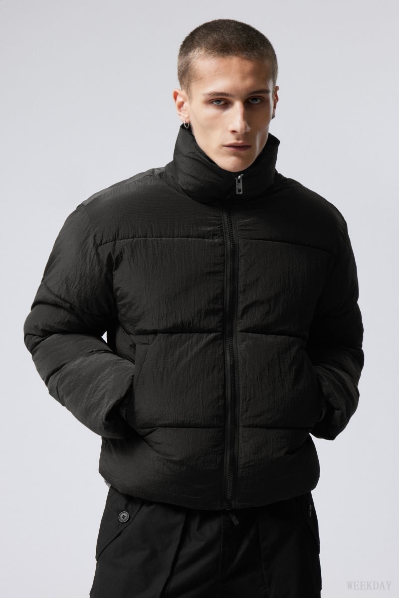 Weekday Ben Ripstop Puffer Jacket Black | REOL7058