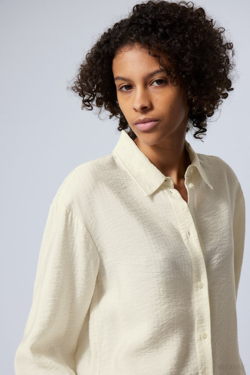 Weekday Blend Drapy Seersucker Shirt Light Mole | CJSA7088