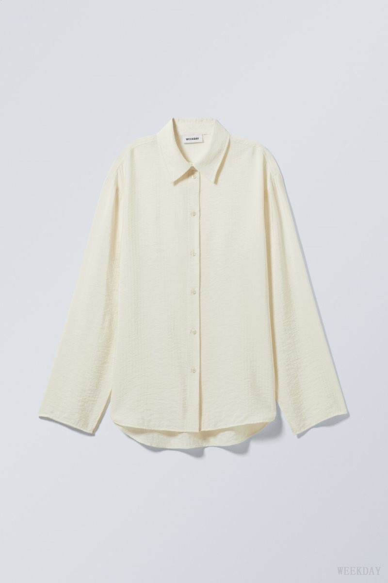 Weekday Blend Drapy Seersucker Shirt Light Mole | CJSA7088